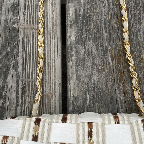 Vintage Italian CREAZIONI ALMA Gold Woven Straw Handbag Purse Bag Crossbody - Picture 4 of 10